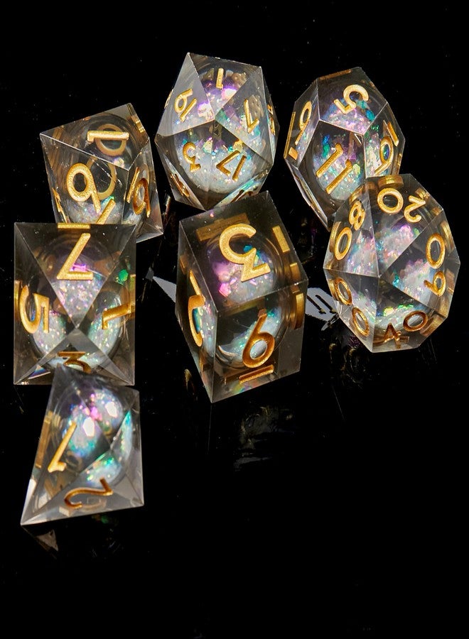 FugaCity DND Dice Set,Liquid Core Handmade Sharp Edge 7 Piece Resin Dice-Dungeons and Dragons Polyhedral Dice Set, D&D Dice Set with Gift Dice Case for RPG MTG Table Games （ - Image 2